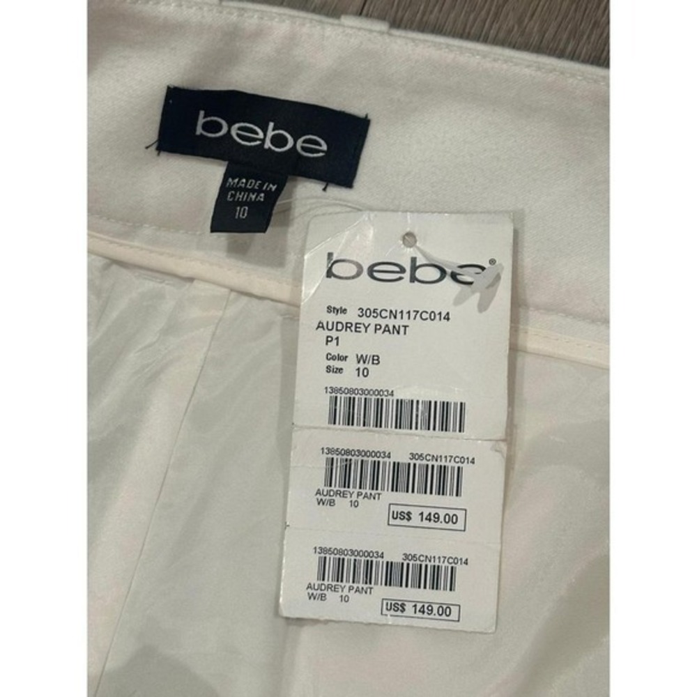 Bebe Audrey White Flare Wide Leg Dress Pants Womens Career Trousers Size 10 NWT - Picture 4 of 8